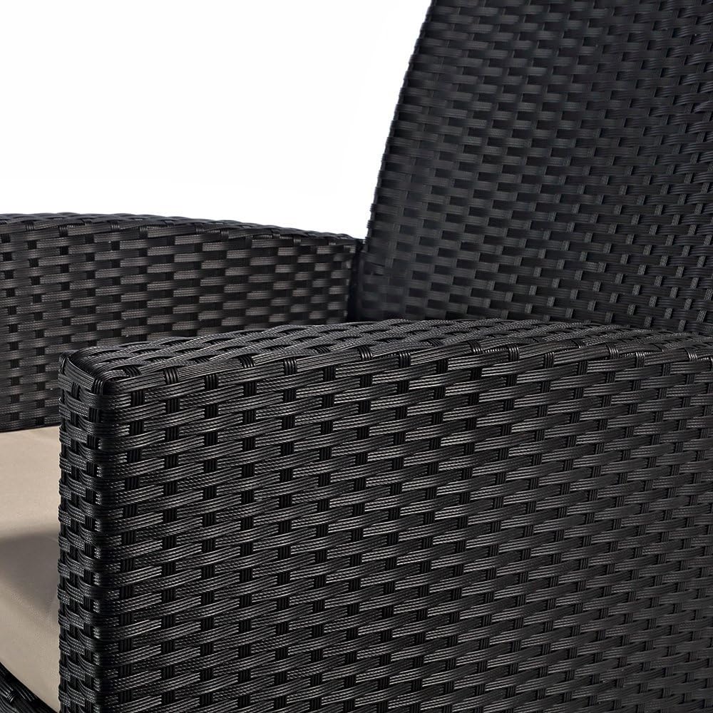 Melko Polyrattan garden chair, weatherproof, incl. seat cushion, black - QUORE