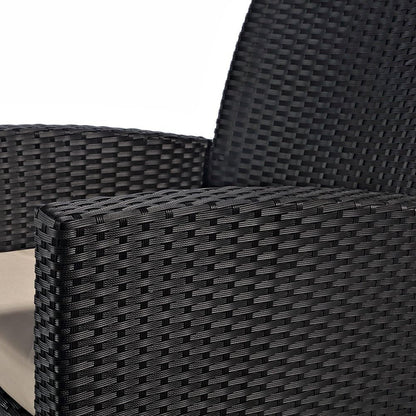 Melko Polyrattan garden chair, weatherproof, incl. seat cushion, black - QUORE