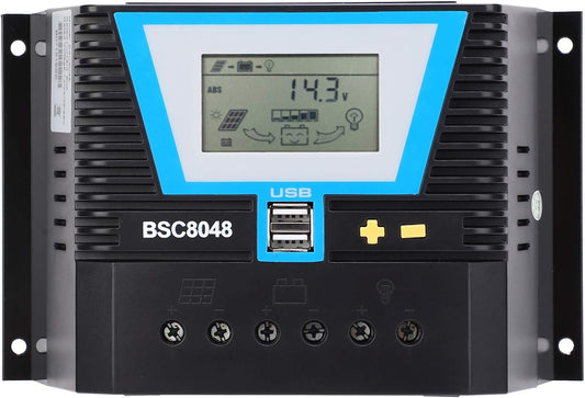 Solar Charge Panel,Solar Charger Controller, Battery Intelligent Regulator Zonne-energie, Discharge Control Regulator, voor verschillende batterijen BSC8048 80A 12V/24V/36V/48V Charging Control
