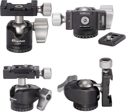 Leofoto - Ranger - Carbon statief met kogelkop - Poten in 3 hoeken verstelbaar - Ideaal voor macrofotografie - LS-223C+LH-25 Black