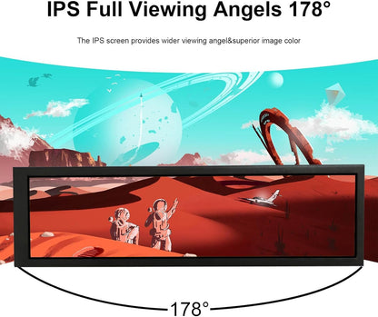 VSDISPLAY Zwart 8.8 inch 1920x480 600 nit IPS Lange Strip LCD-monitor, USB-videopoort, voor DIY Subscherm/PC Case Display