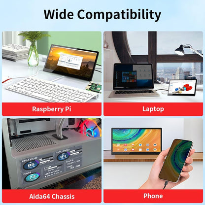 10,1 inch touchscreen mini-monitor, IPS 1540 × 720 USB-C HDMI draagbaar secundair scherm met standaard & luidspreker, gestrekt bar screen voor PC Laptop Rasp PI AIDA64 STEM DIY