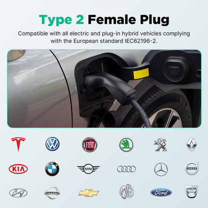 EV-oplader Smart APP met 32A type 2, 7,4kW thuislaadstation 380V CE & TÜV Wallbox 6 m oplaadkabel met opladerhouder app-besturing voor alle EV's en PHEV's