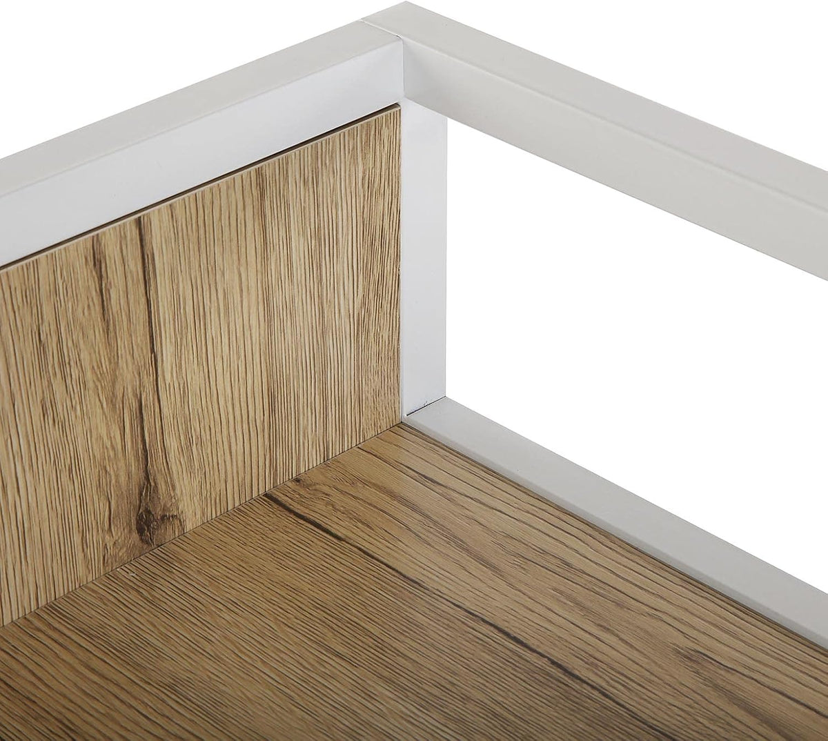 Versa Blumenau Eettafel met schappen voor keuken, terras, tuin of eetkamer, Inklapbaar werkblad, Afmetingen (H x B x H) 120 x 30 x 62 cm, Hout, PVC en Metaal, Kleur Bruin en Wit