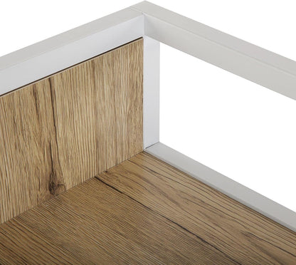 Versa Blumenau Eettafel met schappen voor keuken, terras, tuin of eetkamer, Inklapbaar werkblad, Afmetingen (H x B x H) 120 x 30 x 62 cm, Hout, PVC en Metaal, Kleur Bruin en Wit