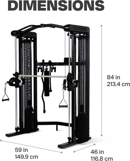 Centr Functional Trainer for Home Gymnastics - Multifunctional Cable Machine Home Gym System - Training Weight Machine for Strength Training - Compact Exercise and Fitness Equipment Set for the - QUORE