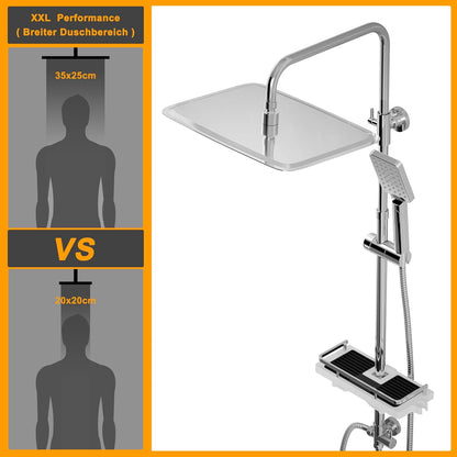 Regendouchesysteem – Douchekop – Doucheset – Regendouche – Douchestang – RVS 35x25 cm – Verstelbare douchearm chrome