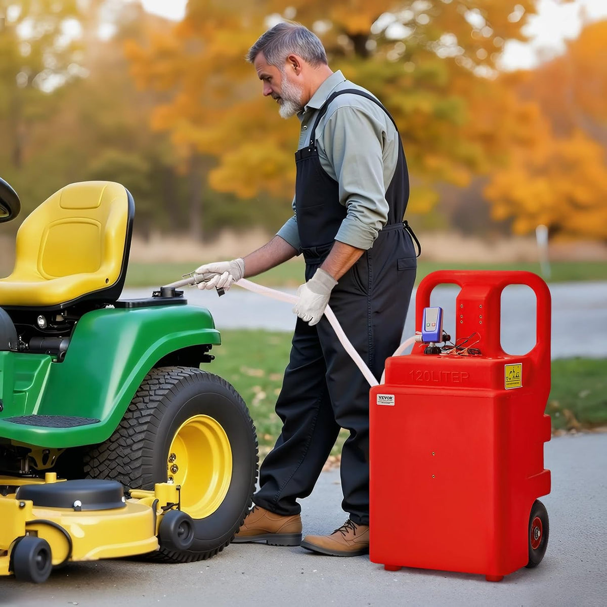 Brandstoftrolley – Draagbare Brandstoftank – Jerrycan – Benzinetank – Dieseltank – Rood – 121 Liter – Elektrische Brandstoftransferpomp 9,46 L/Min Met Auto-Stop Sensormondstuk