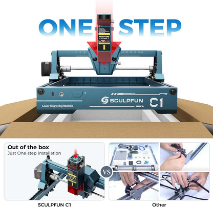 SCULPFUN C1 Mini Laser Engraver, 3W Portable Laser Engraving Machine with 0.04mm Ultra Fine Spot, Work for DIY Beginners,Plywood,Leather,Kraft Paper,Slate, Engraving Area 150 * 130mm