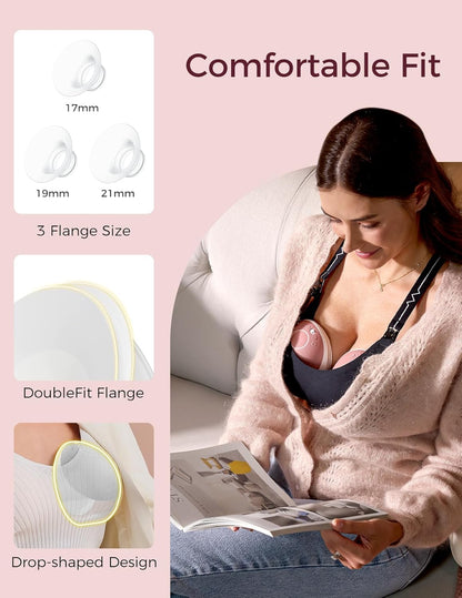 Momcozy Handsfree Draagbare Elektrische Borstkolf, Mobile Flow | M9 Verbeterd, App-Besturing met Aangepaste Modi en 15 Niveaus, Dubbel Afgesloten 24 mm (1, Rood)