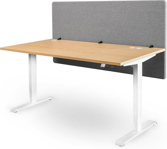 Ergotopia Akoestische Scheidingswand voor Bureau (160 x 80 x 2,8 cm), Verstelbare Zichtbescherming voor Kantoor | Focus Bureauscheidingswand in Grijs, Geluidswerende Ruimteverdeler met Klemmen