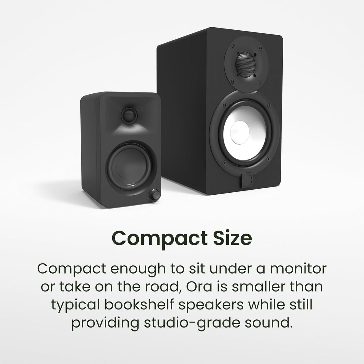 Kanto ORA 100W Powered Bi-amp Reference Desktop Computer Speakers w/Bluetooth 5.0 & USB-C | 100 Hz Crossover | Reference Quality Sound | Pair | Black