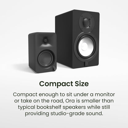Kanto ORA 100W Powered Bi-amp Reference Desktop Computer Speakers w/Bluetooth 5.0 & USB-C | 100 Hz Crossover | Reference Quality Sound | Pair | Black
