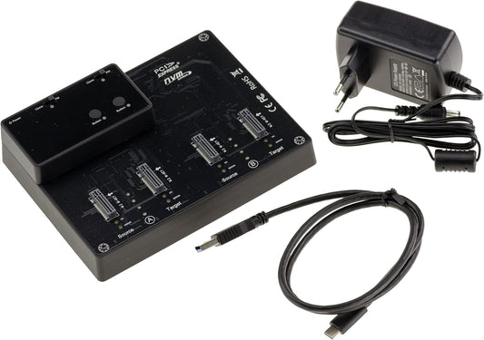 KALEA-INFORMATIQUE USB docking station voor 4 SSD M2 NVMe, 10GB USB3.2 Gen2 link. Dock met CLONING-functie en externe voeding.