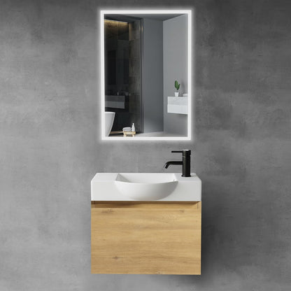 Alpenberger Bathroom Furniture Set with Washbasin, Hanging Bathroom Cabinet, Sink with Base Cabinet, Bathroom Cabinet with Mirror, Bathroom Cabinet for Small Bathrooms + Guest Toilet, Basin Cabinet - QUORE