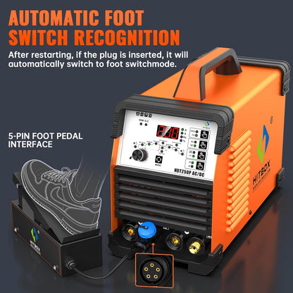HITBOX 6-in-1 WIG lasapparaat AC/DC, 200 A, pulsfunctie, IGBT invertertechnologie, 2T/4T digitale bediening, nieuwe versie voor aluminium, roestvrij staal en staal (HBT250P AC/DC)