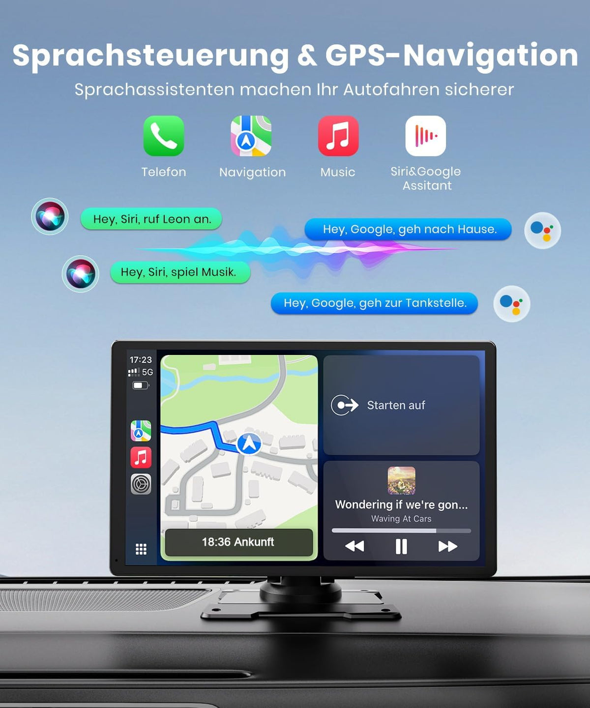 9,26 inch CarPlay Display met IPS touchscreen, draadloze Apple CarPlay en Android Auto, Bluetooth 5.0, Mirror Link, FM en AUX, snelle plug-and-play-installatie voor oudere voertuigen