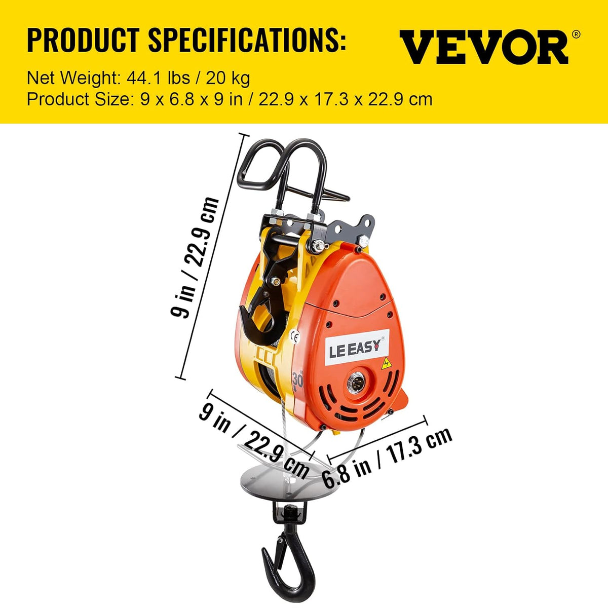 VEVOR Elektrische hefhoes, 230 kg, met 30 m metalen touw