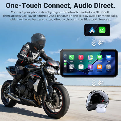 622 Draadloos CarPlay scherm voor motorfiets, 6 inch Motobike waterdicht touchscreen met lichtdetectie, ondersteunt draadloze CarPlay en Android Auto, Bluetooth Trans, GPS-navigatie