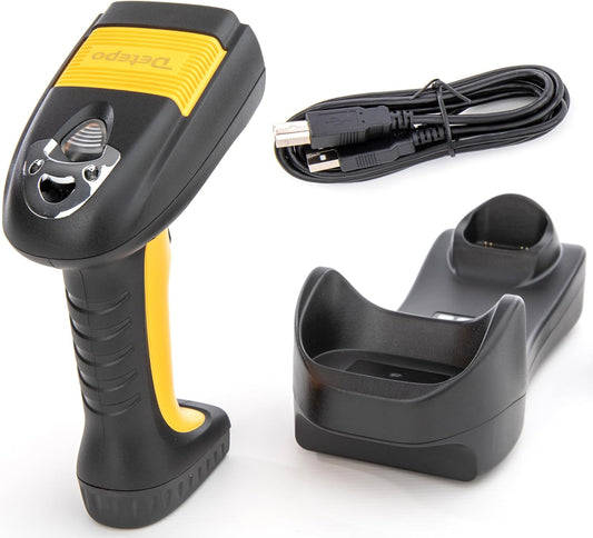 Draadloze Cradle Barcode en QR-scanner | USB-ingang en bluetooth | 3 modi | stof- en druppelvrij | Ergonomisch ontwerp | 1500 mAh oplaadbare lithiumbatterij | Signaalontvangst tot 70 m