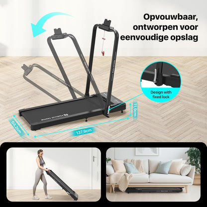 Mobvoi Home 3 in 1 Foldable Treadmill with 6% Incline Treadmat 2.5HP Compact Portable Treadmill Under Desk with Remote Control LED Display for Home Office 120kg 12km/h - QUORE