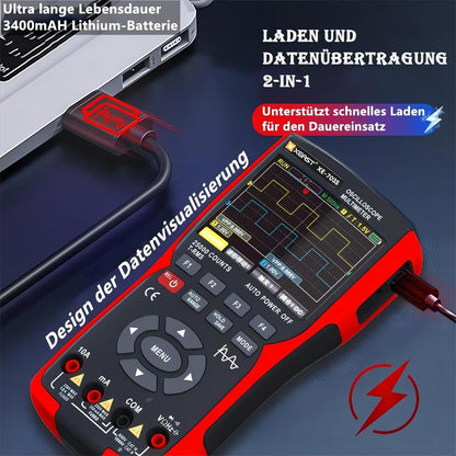 50MHz bandbreedte tweekanaals oscilloscoop, 25.000 tellingen digitale multimeter, DDS-signaalgenerator, 3,5 inch lcd-display 3-in-1 stroomtester, 280 MSa/s High Sampling professionele oscilloscoop (XE