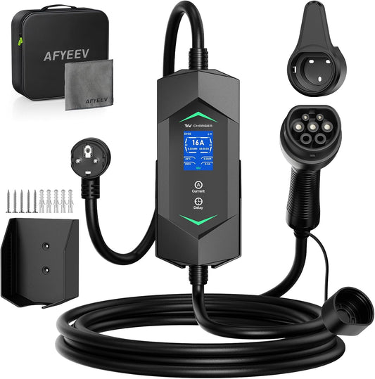 Oplaadkabel Type 2 – Laadkabel Elektrische Auto – EV Oplaadkabel – Schuko Oplader – Mobiele Laadkabel – 3,68 kW 1-Fase – 5 Meter Met Timer En Digitaal Display