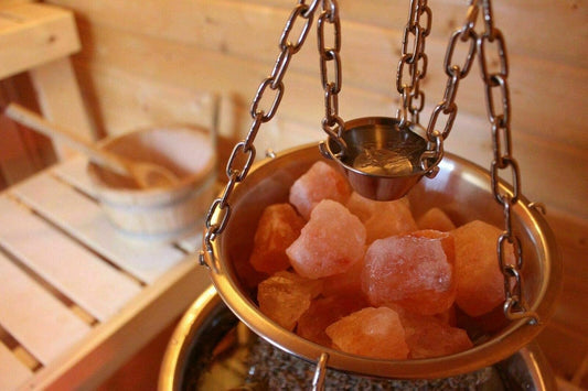 Sauna ceremonie: aroma's incl. verdamper schaal van roestvrij staal - geschikt voor elke saunakachel - 3 schalen voor infusie, mentholkristallen, kristalzout! Grootte: Midi incl. accessoires, patroon: