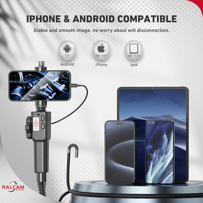 Ralcam Endoskopkamera mit Licht Camera - Inspektionskamera 5.5mm HD720P Industrial Endoscope mit 6 Adjustable LED Digitales Endoskop 1m Flexible Kabel, für Android und IOS Smartphone