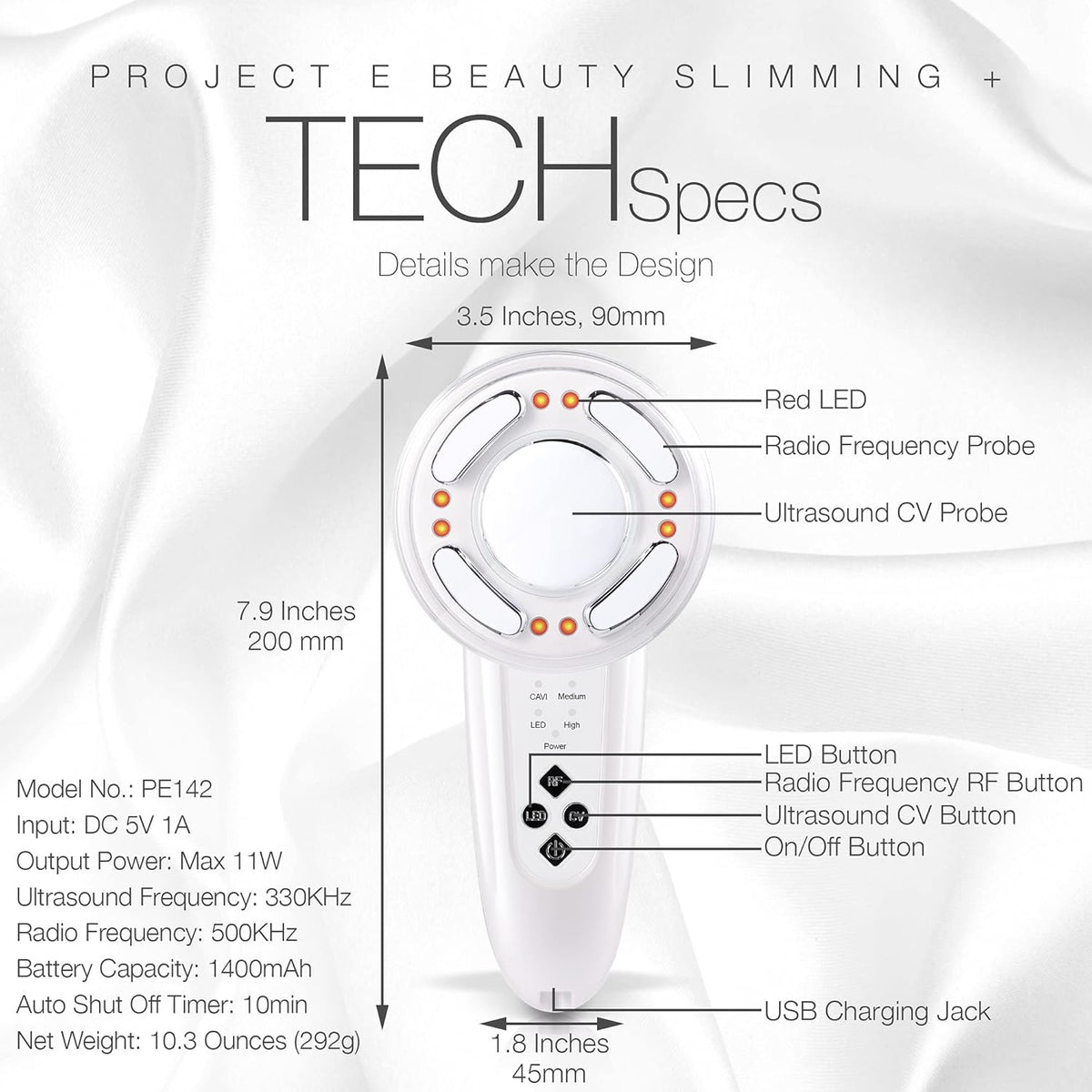 LED+ Radiofrequentie Slimming Therapie – Cavitatie Apparaat – Body Shaper – Lichaamsmassager – Vormgevend Apparaat – 3-In-1 Technologie – 3 Intensiteitsniveaus