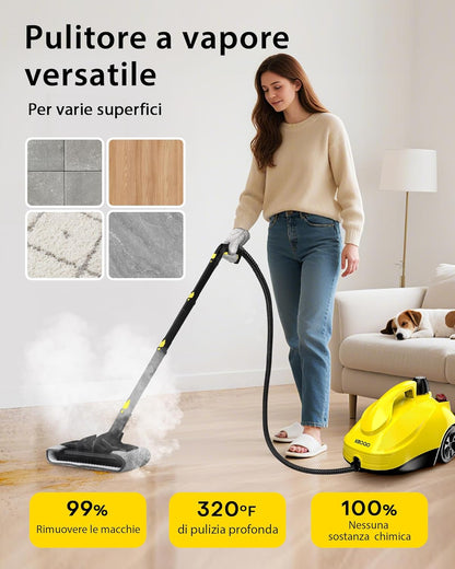 Multifunctionele stoomreiniger, draagbare stoomreiniger voor elk oppervlak met 23 accessoires, voor het verwijderen van behang, vloeren, tapijten, banken, bekleding, auto's, tegels, gestoffeerde