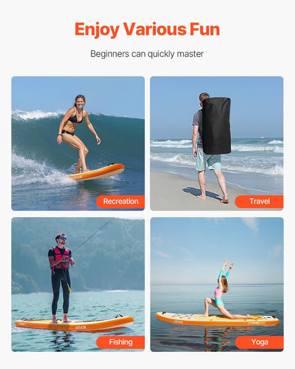 VEVOR Opblaasbaar paddle, 304,8 cm, ultralicht stand-up-paddleboard, met pompaccessoires, peddel, spoiler, rugzak, enkelriem, riem, antislipbrug voor jongeren en volwassenen