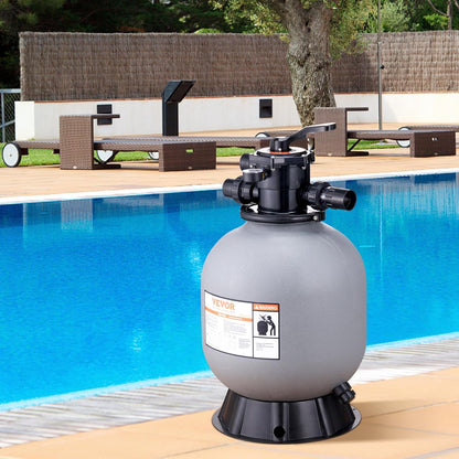 VEVOR Zandfilter, 48,3 cm, tot 45 GPM debiet, boven ingegraven zwembad zandfiltersysteem met 7-voudige meerpoorts ventiel, filter, backwash, spoelen, recirculeren, afval, winter, gesloten functies