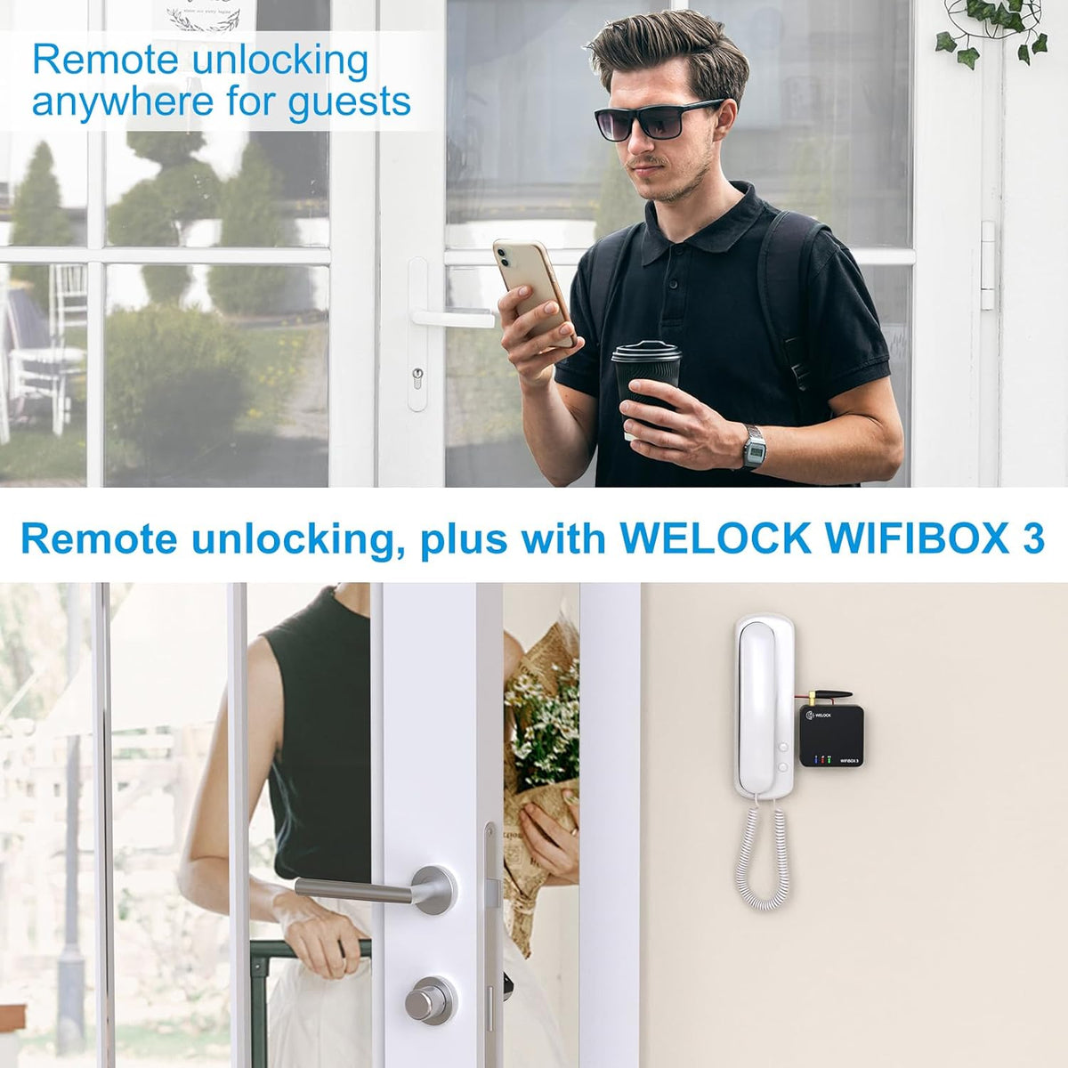 WELOCK ToucA51 Deurslot, vingerafdruk, pascode, vingerafdrukslot, voor huisdeur, met RFID-kaart-app, elektronische cijfercode, deurslot, verstelbare sluitcilinder voor 30-70 mm deur