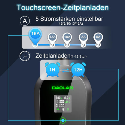Oplaadkabel type 2 CEE-stekker met instelbaar laadvermogen, EV-oplader en mobiel laadstation/wandbox voor ID.3, ID.4, ID.5, model Y