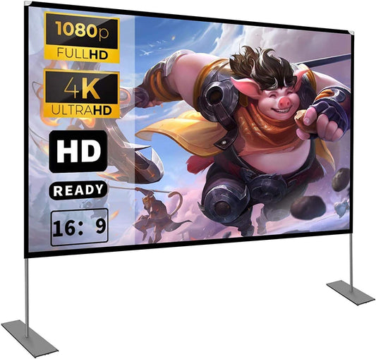 Projectiescherm 100 inch 4K HD 16: 9 scherm opvouwbare projector, wasbaar, draagbaar, anti-kreuk voor videoprojectoren, dubbelzijdige projectie voor thuis/buitenbioscoop (100 inch)