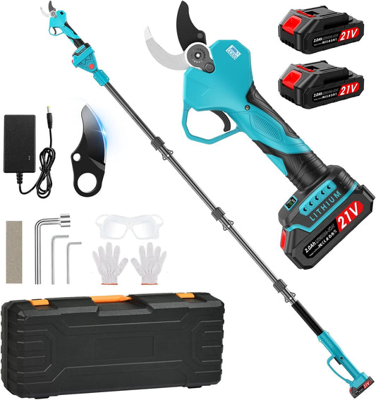 Professionele elektrische tuinschaar, 21 V, 4000 mAh, opening 50 mm, met 2 batterijen en accessoires