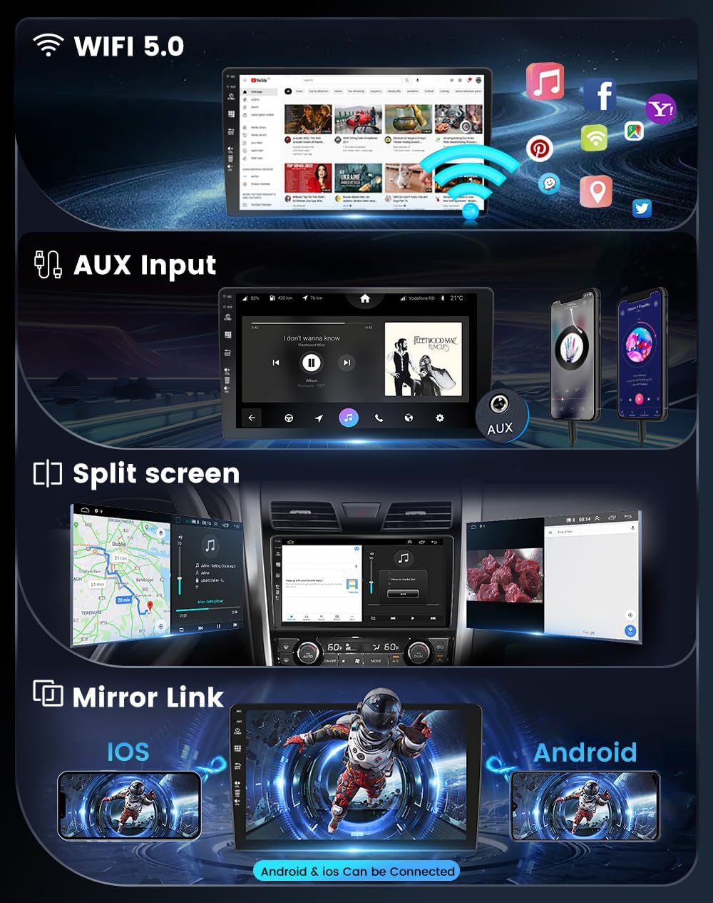 [4G + 64G] Dual DIN Android 15 autoradio voor Mazda 6 GJ Atenza 2012-2016 CarPlay, DSP, camera+MIC, stuurbediening, RDS, 4G, wifi, Dab, Bluetooth 5.0, 9 inch IPS-display