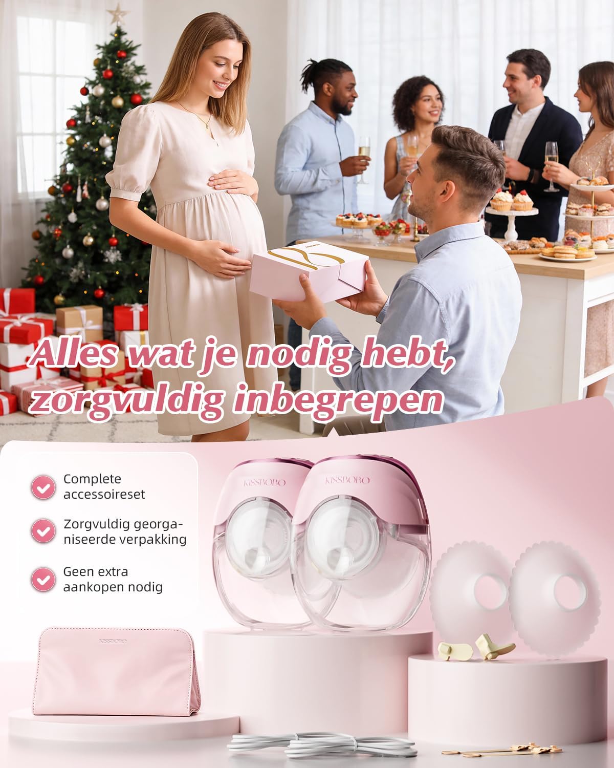 KISSBOBO Elektrische melkpomp, licht, slank, met voedingsaccessoires, ideaal voor moeders, vrienden en koppels, cadeauset (geel, 1 stuk)