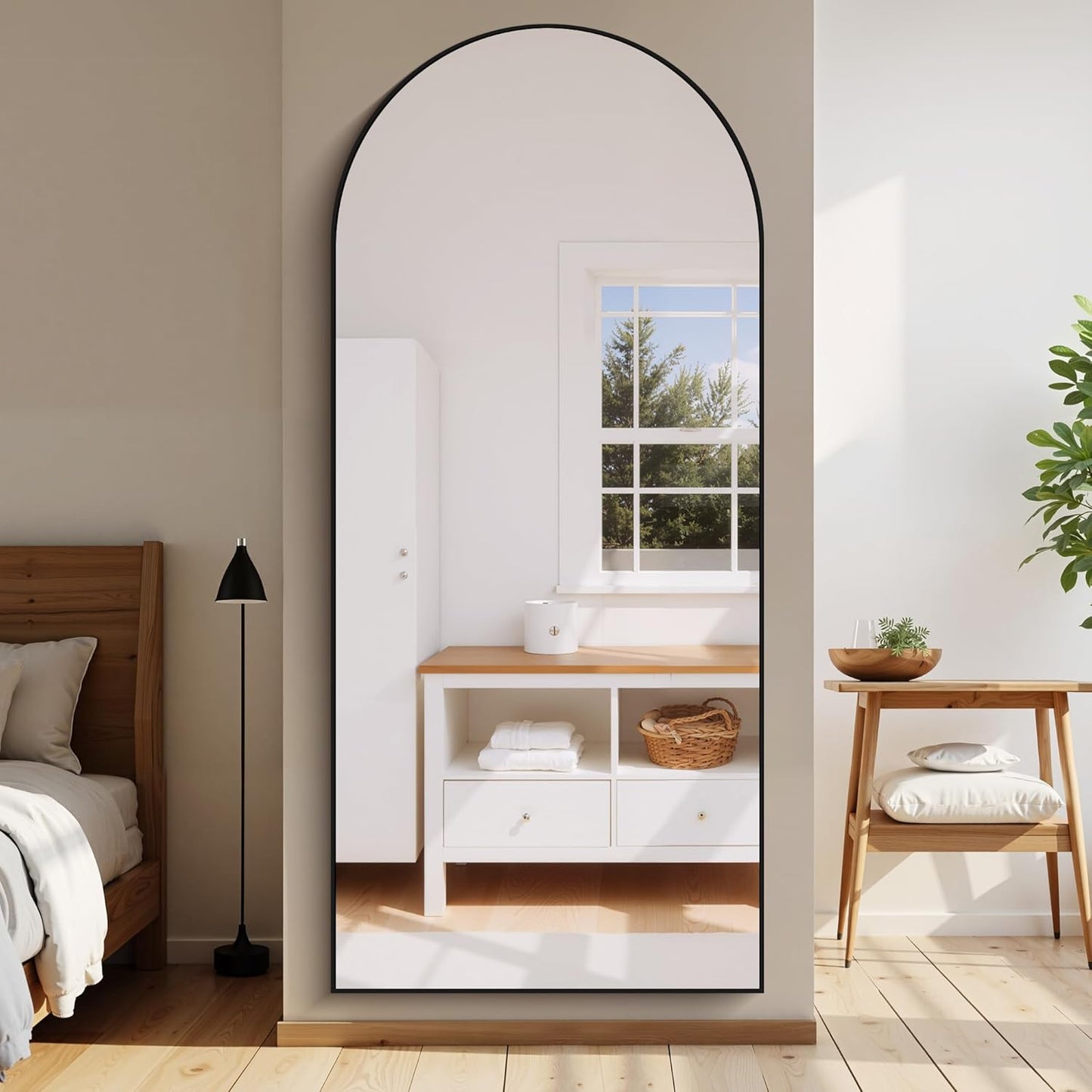Full-body Spiegel – Grote Staande Spiegel – Muurspiegel – Volledige Lengte Spiegel – Zwarte Lijst Spiegel – 192 x 85 cm – Onbreekbaar Glas Met Aluminium Frame