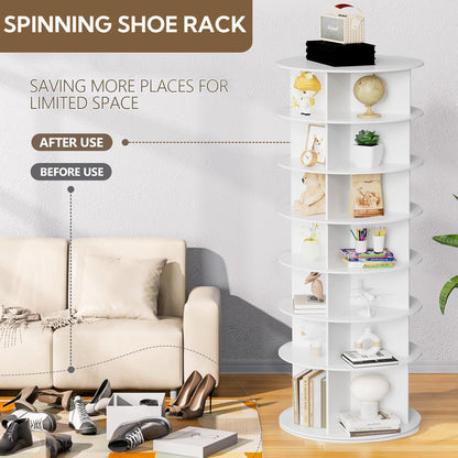 Schoenenrek – Schoenenkast – Schoenenopberger – Schoenenrek Draaibaar – Schoenen Carousel – 7 Laags – 360° Draaibaar – Ruimtebesparend PVC