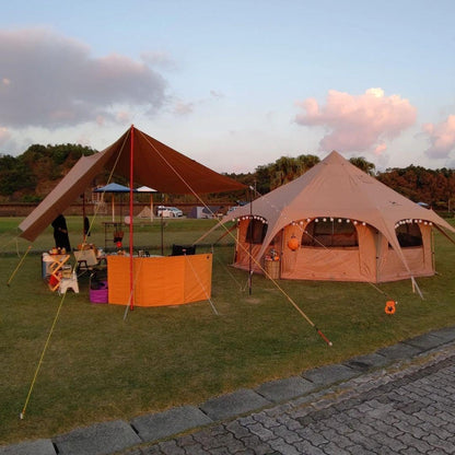 TOMOUNT Tipitent, katoenen tent voor 6-8 personen, canvas, piramide, joertent, grote gezinnen, glamping, tent voor kamperen, hiking, festival, feesten, bruiloft, muziekfeest