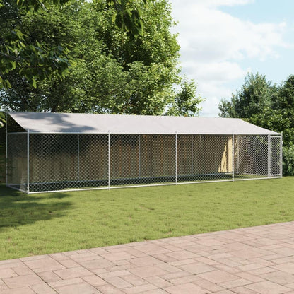 Dog Cage with Roof and Door grey 8x2x2m galvanized steel, Walk In Chicken Coop Galvanized Chicken Coop, Chicken Coop, Chicken Coop, Chicken Coop, Cage, Rabbit Hutch, Pet Box, Backyard