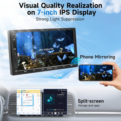 Android Autoradio – 2 Din Autoradio – Car Multimedia Systeem – Auto Entertainment – Digitale Mediaspeler – 7 Inch HD Scherm – Draadloos CarPlay & Android Auto