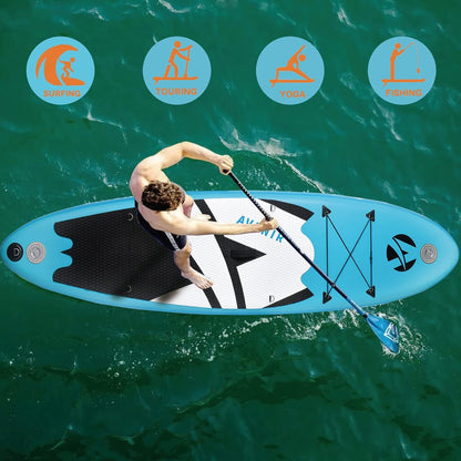 Stand up Peddelbord, Opblaasbaar SUP-board Set 150KG/ 305×71×15cm met Complete Premium Accessoires voor alle Moeilijkheidsgraden, Lichtblauw
