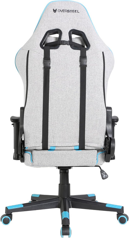 Oversteel - ULTIMET professionele gamestoel, ademende stof, 2D armleuningen, in hoogte verstelbaar, 180° verstelbare rugleuning, gaszuiger klasse 3, tot 120 kg, grijs/blauw