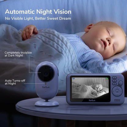 TakTark Babybewakingscamera, 11,9 cm (4,3 inch), draadloos, nachtzicht, VOX, bidirectionele communicatie, temperatuursensor, geen lichtstoringen, alleen beweging
