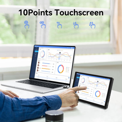 Portable Monitor, Touch Screen, 10.1 inch, IPS Screen, 1366 x 768P, 60Hz, 400 Brightness, 99% sRGB, HDMI, USB-C Monitor, Compatible with Xbox PS3/4/5, Laptop, Small Touchscreen, Portable Monitors - QUORE