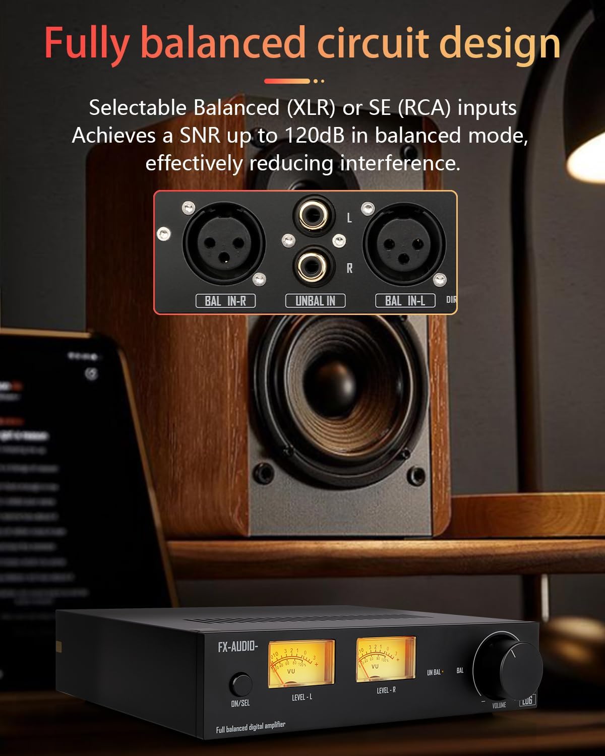 FX-Audio- L06 volledig symmetrische versterker met VU-meter – 500 W + 500 W Dual TPA3255 HiFi-klasse D-stereo-digitale versterker voor passieve 2Ω-8Ω-8Ω-luidsprekers, thuisaudio