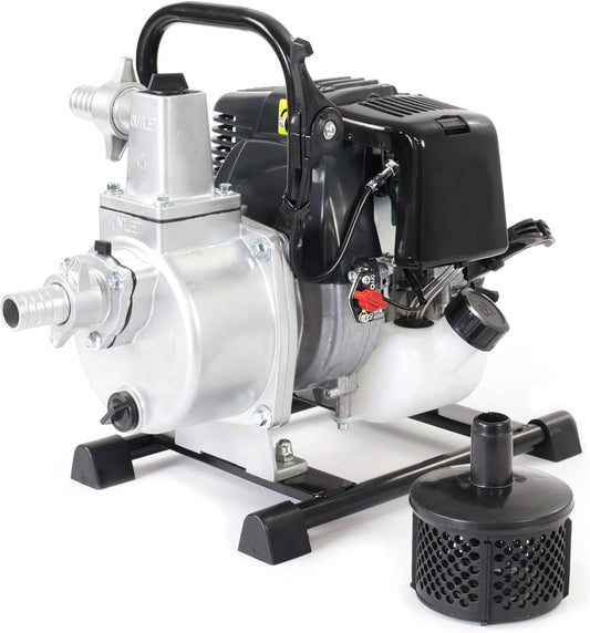 Benzine Waterpomp – Tuinpomp – Verfpomp – Dompelpomp – Irrigatiepomp – 1 kW Motorvermogen – 8.000 Liter Per Uur Debiet